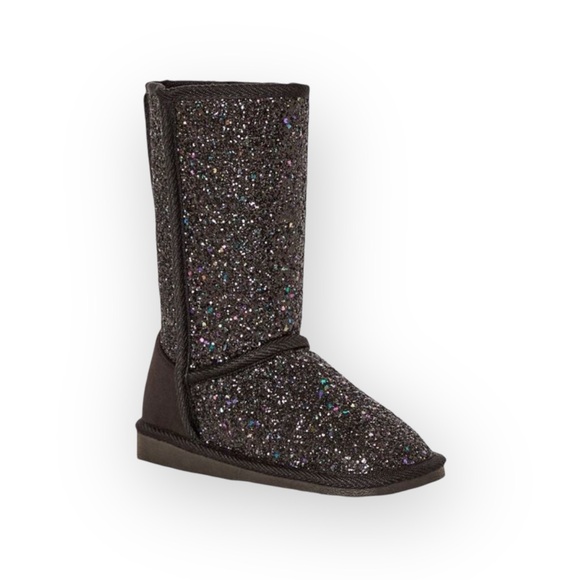 new Fab Kids ❁ JustFab FabKids Glitter Fuzzy Ugg Boot Boots ❁ Black ❁ 7 Toddler - Picture 12 of 16